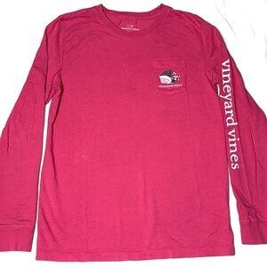 Vineyard Vines Pink Merry Christmas Elf Holiday Whale Sleeve T-Shirt Top L 14